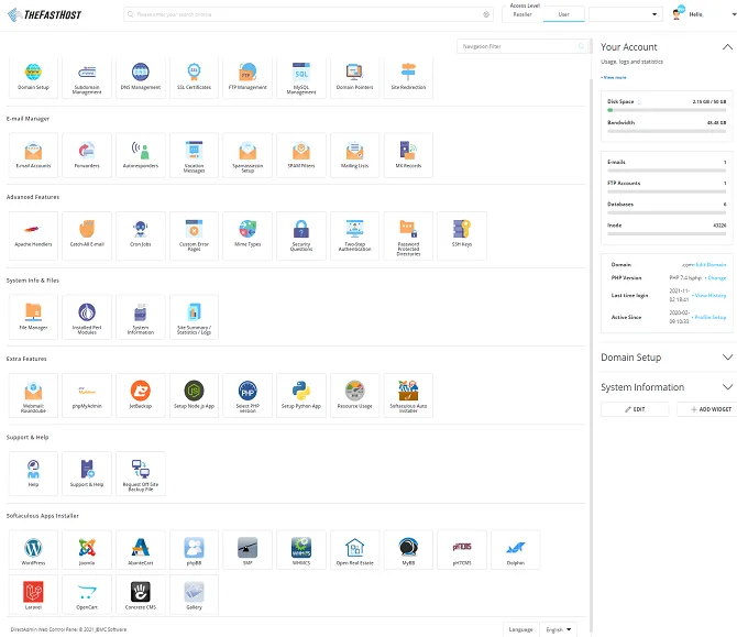 DirectAdmin Web Hosting Control Panel