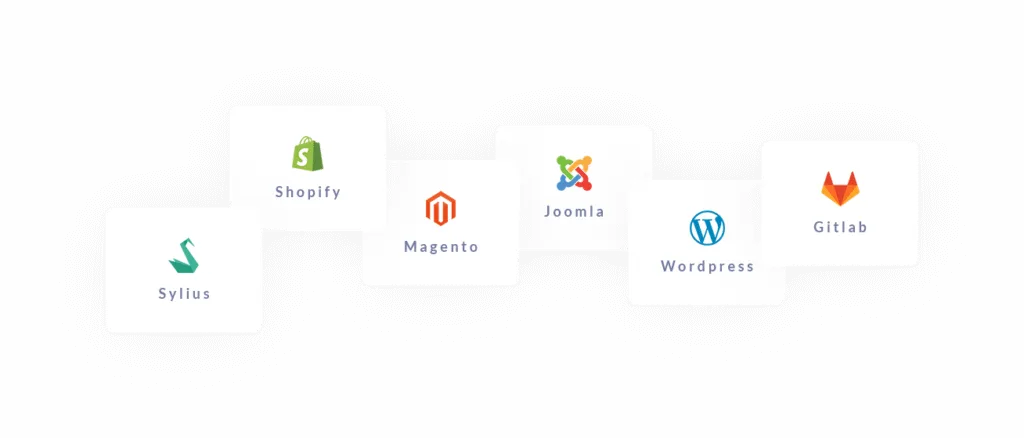 Shows a selection of products that can be installed with the 1-click hosting installer